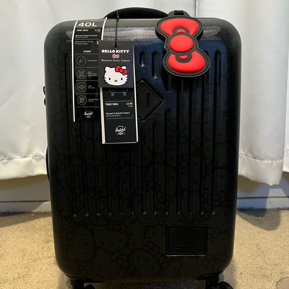 Hello Kitty Black Suitcase with Red Bow Accent